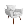 Poltrona Decorativa Opala Couro Branco Pés Madeira Ms Decor - 2