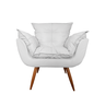 Poltrona Decorativa Opala Couro Branco Pés Madeira Ms Decor - 1