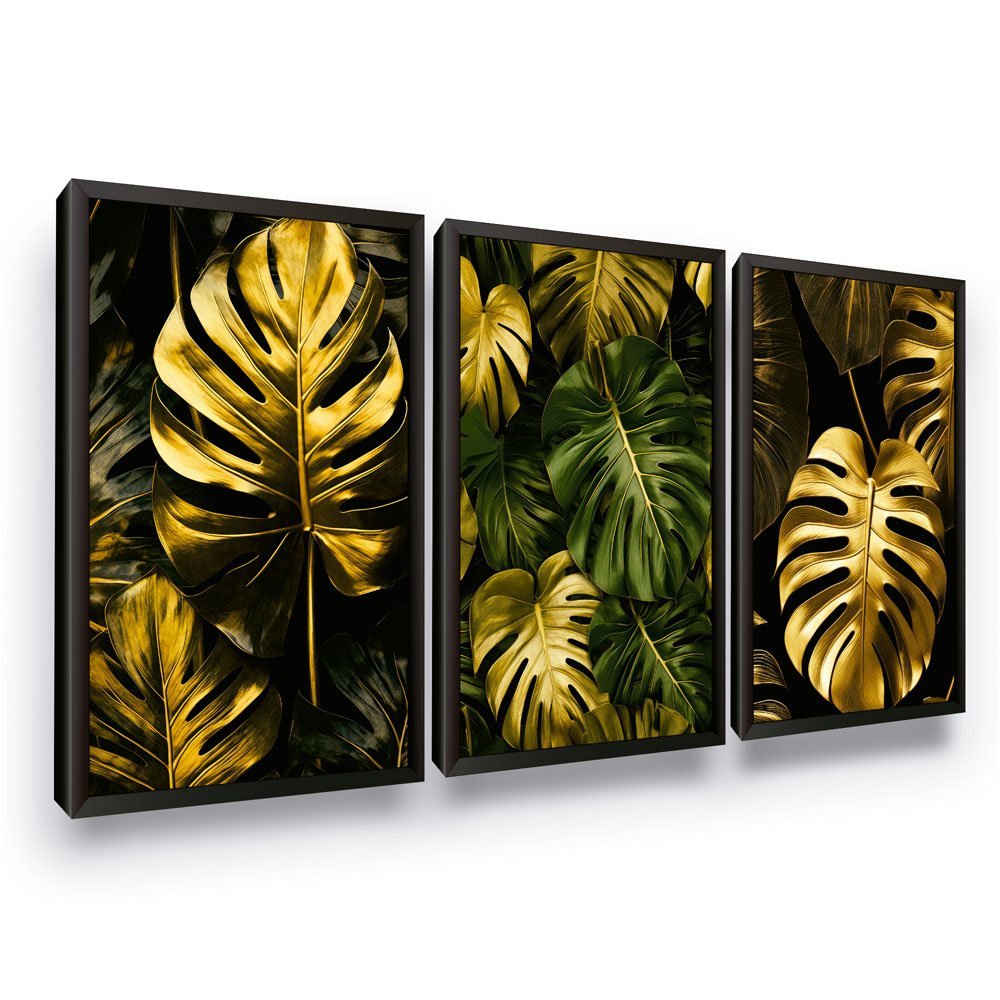 Quadro Decorativo Moldura Plantas Folhas Verdes Gold - 2