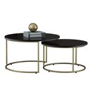 Ver imagem 1 de Mesa de Centro Redonda Girassol Kit Sala com Vidro e Base Aço Carbono Dourado Light