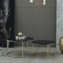 Ver imagem 4 de Mesa de Centro Redonda Girassol Kit Sala com Vidro e Base Aço Carbono Dourado Light