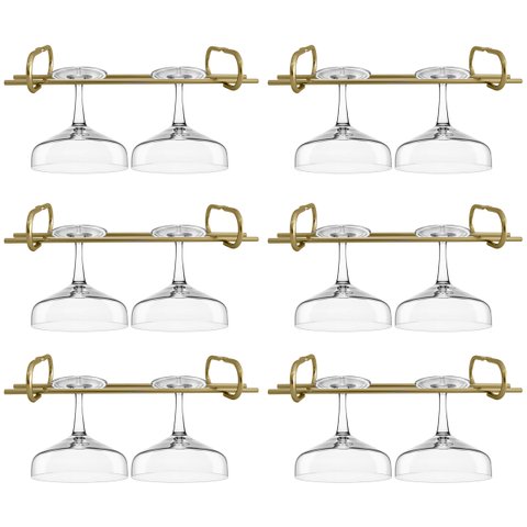 Kit 6 Organizadores Porta Taças 25cm Suportes Para Pendurar Taças Dourado