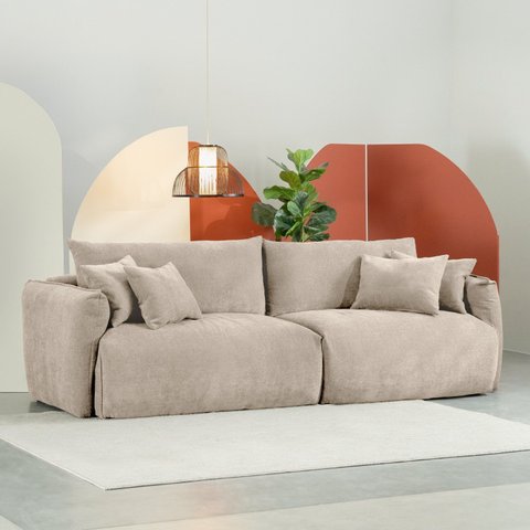 Sofá 2 Lugares 240cm Comfy CabeCasa MadeiraOriginals Bege Claro