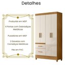 Ver imagem 5 de Guarda Roupa Solteiro Madri 4 Portas Freijó Off White Moval