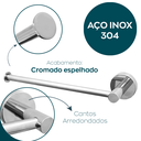 Ver imagem 3 de Suporte Porta Toalha Reto Toalheiro Inox Cromado Porta Toalha de Rosto Acessório de Parede Banheiro