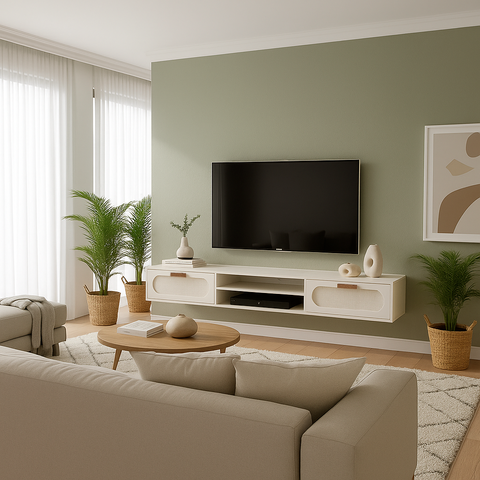 Rack Grande para Tv 100% Mdf com Nicho e 2 Gavetas Telinha:branco