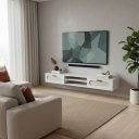 Ver imagem 4 de Rack Grande para Tv 100% Mdf com Nicho e 2 Gavetas Telinha:branco