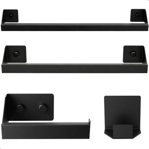 Kit Acessórios para Banheiro Preto 4 Peças Master Slim Df