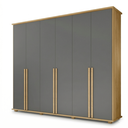 Ver imagem 2 de Guarda-Roupa 6 Portas com 5 Gavetas Internas 1 com Divisória e Maleiro Estrela RV Móveis Cinza/Cinamomo/Grafite