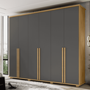 Ver imagem 1 de Guarda-Roupa 6 Portas com 5 Gavetas Internas 1 com Divisória e Maleiro Estrela RV Móveis Cinza/Cinamomo/Grafite