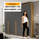 Ver imagem 7 de Guarda-Roupa 6 Portas com 5 Gavetas Internas 1 com Divisória e Maleiro Estrela RV Móveis Cinza/Cinamomo/Grafite