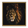 Quadro Decorativo Leao Realista Grande 70cm Africana Motivacao Moldura Dourado Sala Consultorio Escr - 1