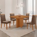 Ver imagem 1 de Mesa de Jantar Olimpia 90cm Tampo MDF Laminado Canto Copo com 4 Cadeiras Yasmin