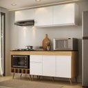 Ver imagem 1 de Armário de Cozinha Modulada Completa com Balcão 190cm Veneza Multimóveis MP2420 Madeirado/Branco