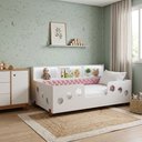 Ver imagem 1 de Cama Infantil MDF Completa Lanna + Colchão + Trança Rosa Decorativa 2,5m Enxoval Quarto Menina Luxo