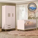 Ver imagem 1 de Quarto de Bebê com Roupeiro 4340 e Berço 4315 Rosa Acetinado + Colchão Ortobom Patoti Móveis
