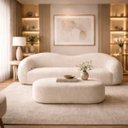 Ver imagem 2 de Kit Sofá + Puf Star 190 cm Orgânico 2 Lugares Sala Recepção:Off White