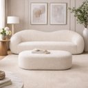 Ver imagem 3 de Kit Sofá + Puf Star 190 cm Orgânico 2 Lugares Sala Recepção:Off White