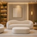 Ver imagem 1 de Kit Sofá + Puf Star 190 cm Orgânico 2 Lugares Sala Recepção:Off White