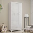 Ver imagem 2 de Guarda Roupa Solteiro Priscila 3 Portas de Bater 1 Gaveta MDP Branco Demóbile 75cm