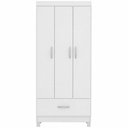 Ver imagem 1 de Guarda Roupa Solteiro Priscila 3 Portas de Bater 1 Gaveta MDP Branco Demóbile 75cm