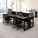 Ver imagem 1 de Mesa de Trabalho Plataforma 4 Lugares 2,40 m X 1,20 m Design Industrial com Caixas de Tomadas