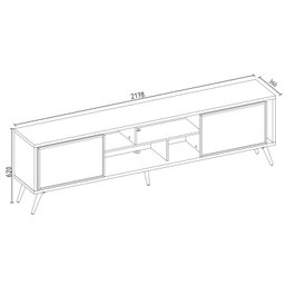 Rack para TV até 75 Polegadas Retrô 220cm em BP Porta Pés em Madeira Maciça Reflecta Multiverso - 4 Rack para TV até 75 Polegadas Retrô 220cm em BP Porta Pés em Madeira Maciça Reflecta Multiverso - 4