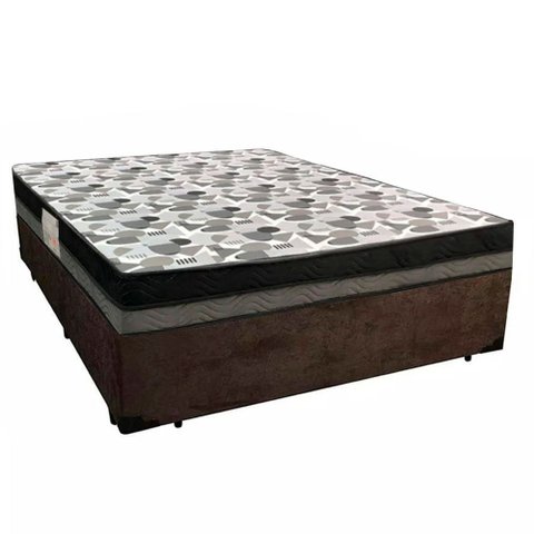 Cama Box Casal Suede + Colchão Ortobom Iso Dupla Face 60x138x188 Marrom