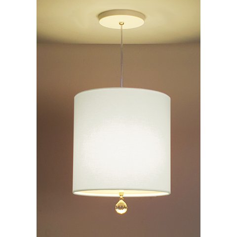 Luminária Pendente Com Cristal Cúpula Branco 25x25 1E27