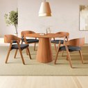 Ver imagem 1 de Conjunto Sala de Jantar Mesa Cone Amadeirada 120 cm + 4 Cadeiras Luna