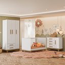 Ver imagem 6 de Quarto para Bebê Completo 3 Peças Guarda-Roupa, Cômoda e Berço Encanto Slim Branco/Acetinado