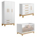 Ver imagem 2 de Quarto para Bebê Completo 3 Peças Guarda-Roupa, Cômoda e Berço Encanto Slim Branco/Acetinado