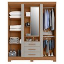 Ver imagem 2 de Guarda Roupa Solteiro Capelinha Premium 3 Portas 3 Gavetas Cinamomo Areia Fosco - Zanzini