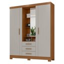 Ver imagem 1 de Guarda Roupa Solteiro Capelinha Premium 3 Portas 3 Gavetas Cinamomo Areia Fosco - Zanzini