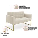 Ver imagem 3 de Sofá Namoradeira 2 Lugares Industrial Dourado Elisa Bouclê Bege D03 - D'Rossi