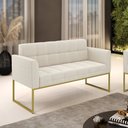 Ver imagem 2 de Sofá Namoradeira 2 Lugares Industrial Dourado Elisa Bouclê Bege D03 - D'Rossi