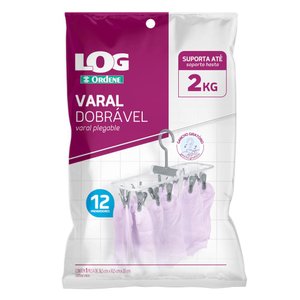 Varal Dobrável com 12 Prendedores Log Ordene
