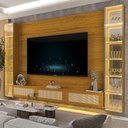 Ver mais imagens de Estante Home para TV até 85 Polegadas com LED e Vidro Reflecta 100% MDF 217,6CMX293,4cm Luminare Marrom