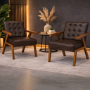 Ver imagem 1 de Kit 2 Poltrona Zarah Corino Moderno Sala de Estar Escritório:marrom