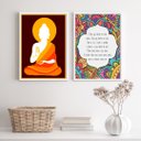 Ver imagem 2 de Kit 2 Quadros Místicos Zen Buda Namastê benção 24x18cm - com Vidro:madeira Branca