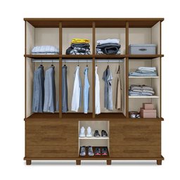 Guarda Roupa Casal Rústico Vintage Retrô Londres 4 Portas Luapa Móveis - Carvalho New - 3 Guarda Roupa Casal Rústico Vintage Retrô Londres 4 Portas Luapa Móveis - Carvalho New - 3