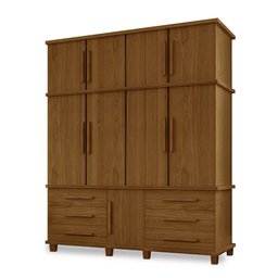 Guarda Roupa Casal Rústico Vintage Retrô Londres 4 Portas Luapa Móveis - Carvalho New - 2 Guarda Roupa Casal Rústico Vintage Retrô Londres 4 Portas Luapa Móveis - Carvalho New - 2