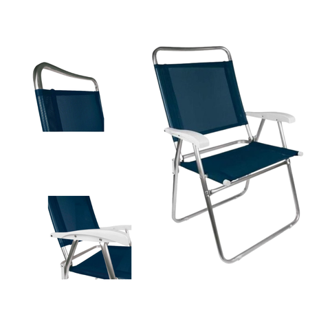 Kit com 2 Cadeiras de Praia Mor Masterplus Azul Alumínio