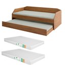 Ver imagem 2 de Bicama Solteiro Multifuncional Duo com Cama Auxiliar em Mdf Premium com 2 Colchões Amendoa