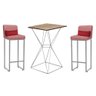 Kit Mesa Bistrô Lucca e 2 Banqueta Lucca Tampo Carvalho Ferro Prata Suede Rose Gold e Almofada Verme - 1