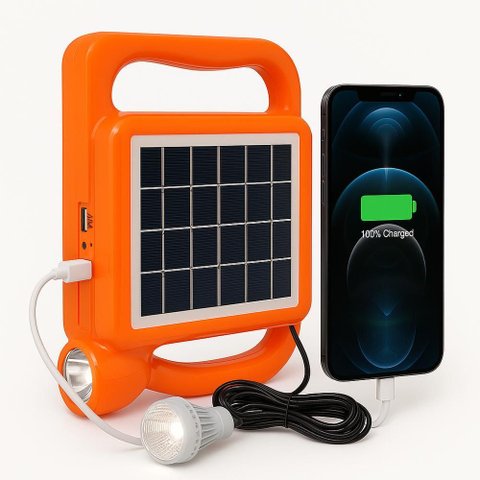 Kit Lanterna Led Solar com Lampada Recarregavel Usb Power Bank 500ma Iluminacao de Emergencia para C