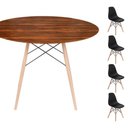 Ver imagem 1 de Conjunto Mesa Eames Eiffel Dsw Redonda Pau Ferro 90cm + 4 Cadeiras Eames Dsw - Preta Mgsaarinen