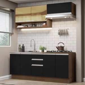 Cozinha Completa 200003 com Armário e Balcão Rustic/preto
