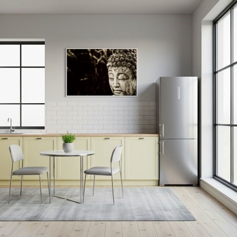 Quadro Decorativo Buda o Iluminado - 50x70cm:moldura Branca