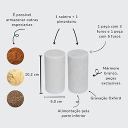 Kit de 1 Saleiro e 1 Pimenteiro em Mármore - 2